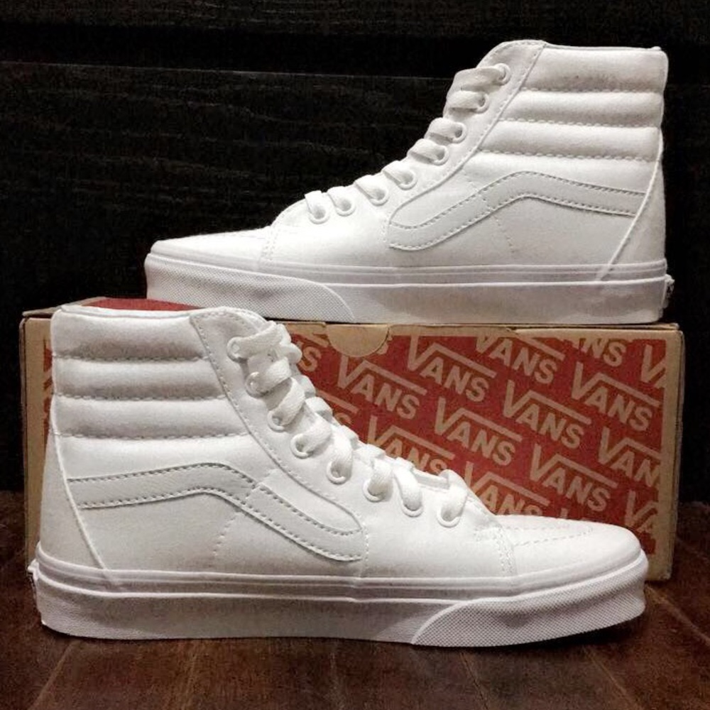 New White Sk8-Hi Vans